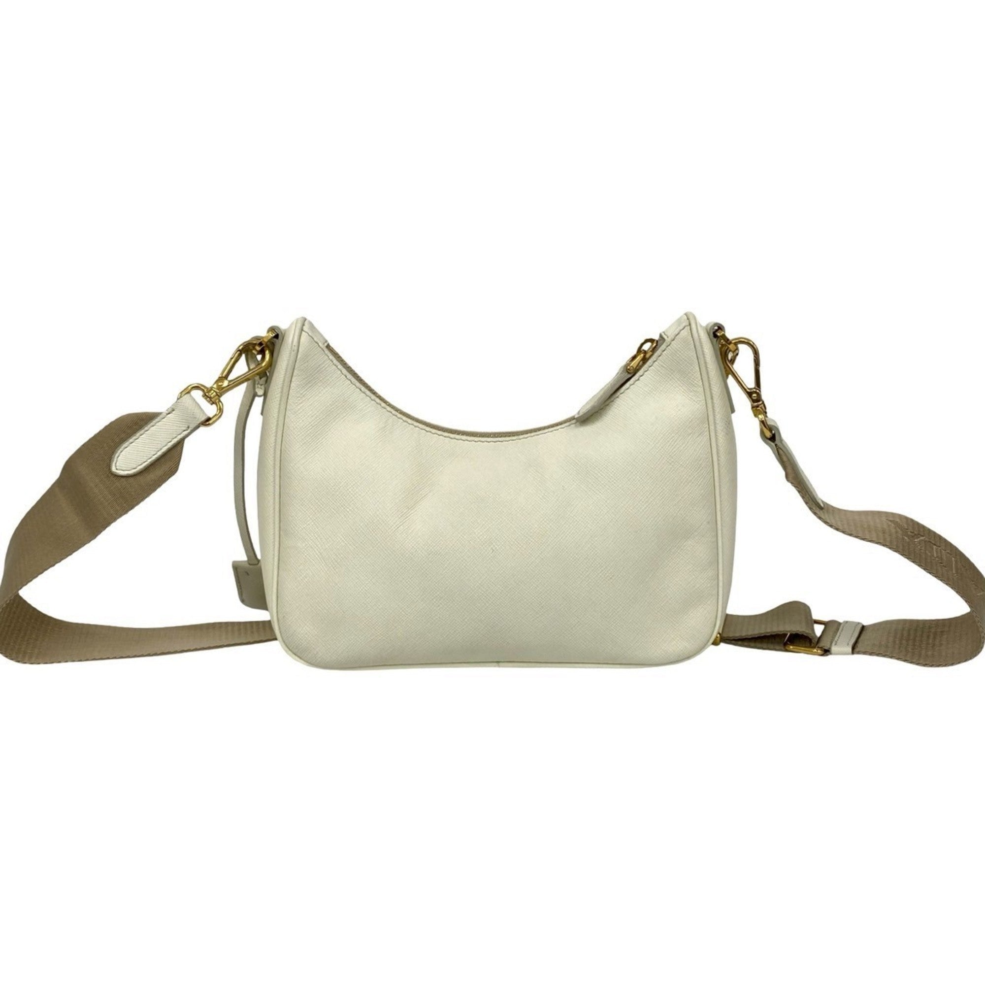 Prada White Leather Pochette Pouch Shoulder Bag
