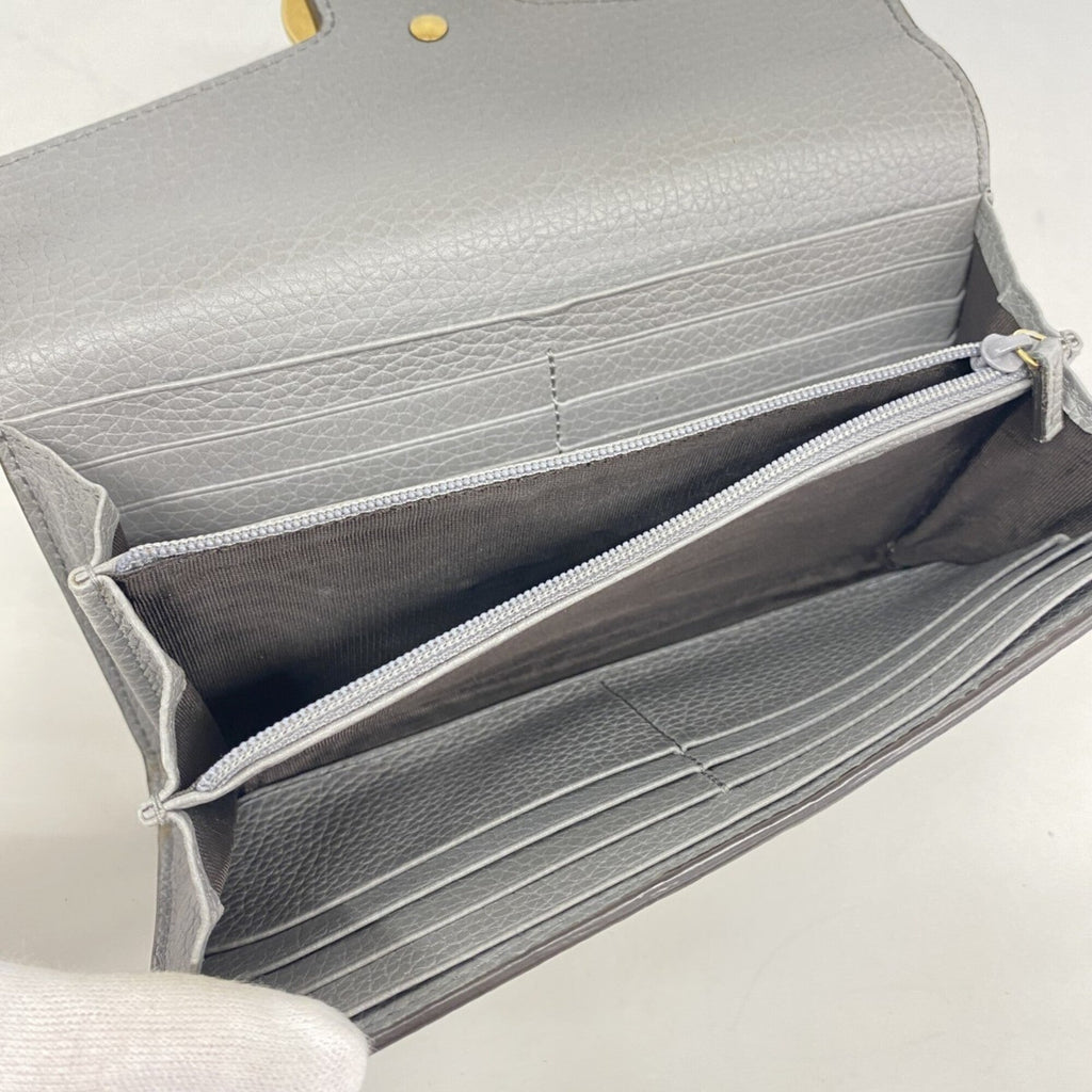 Gucci Gray Leather Long Wallet (Bi-Fold) (Pre-Owned)