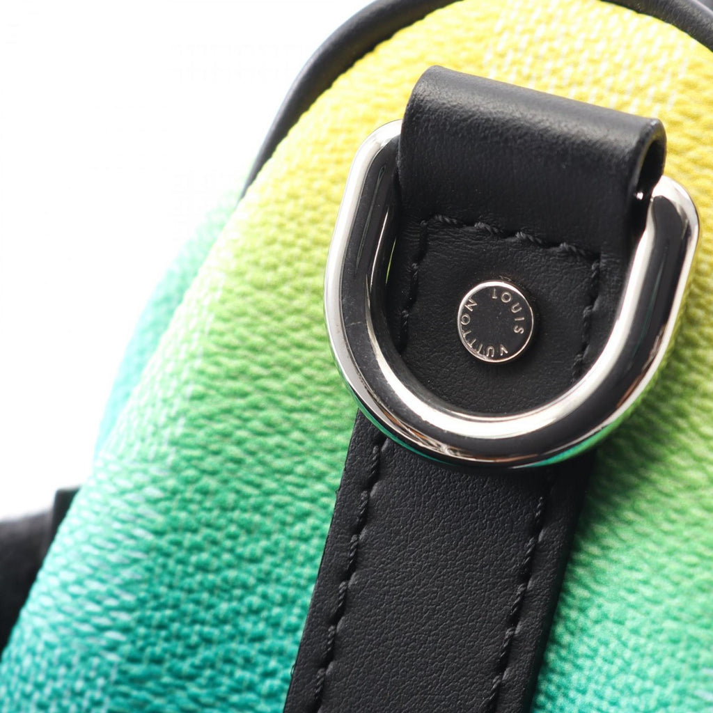 Louis Vuitton Black Green Yellow Coated Canvas Leather Handbag