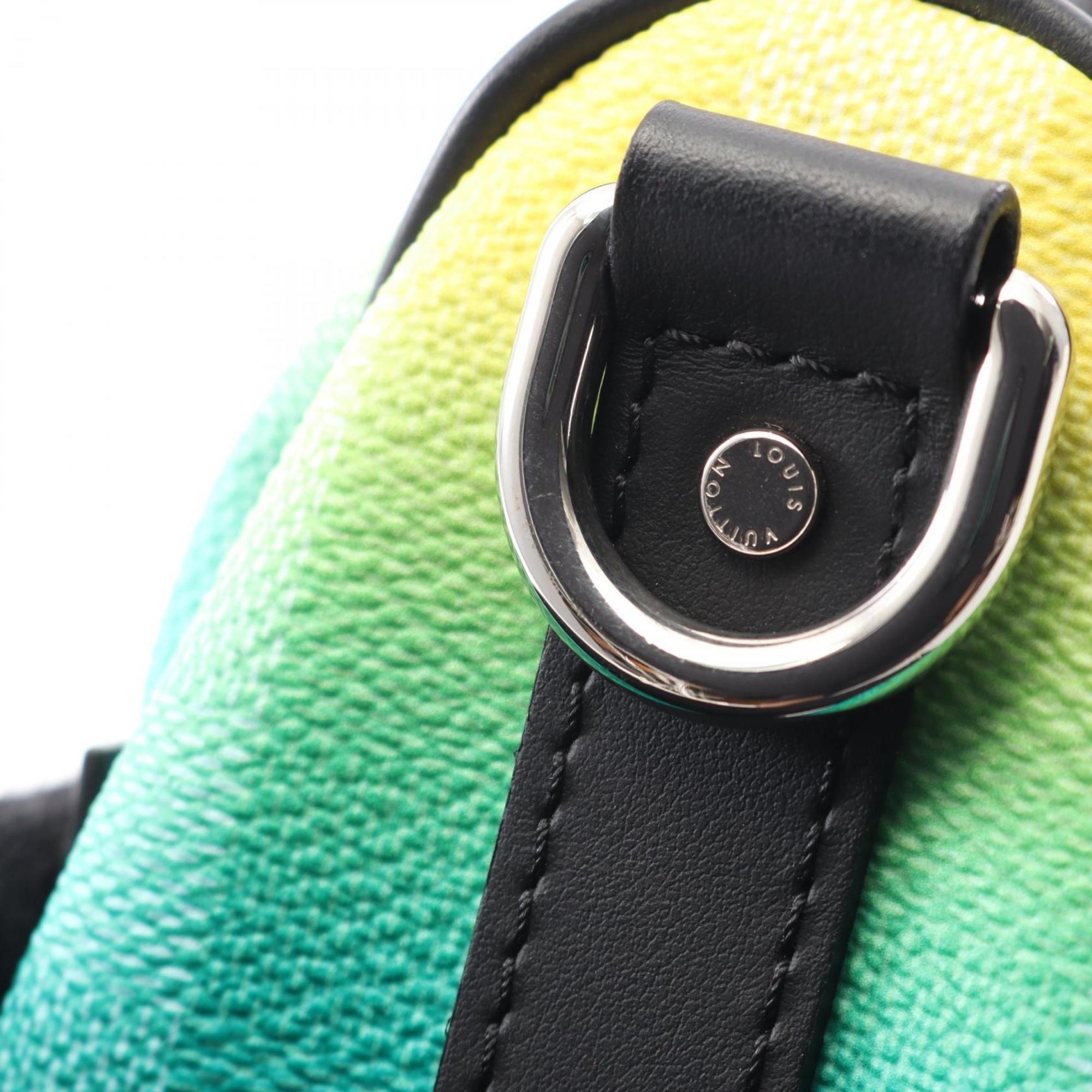 Louis Vuitton Black Green Yellow Coated Canvas Leather Handbag