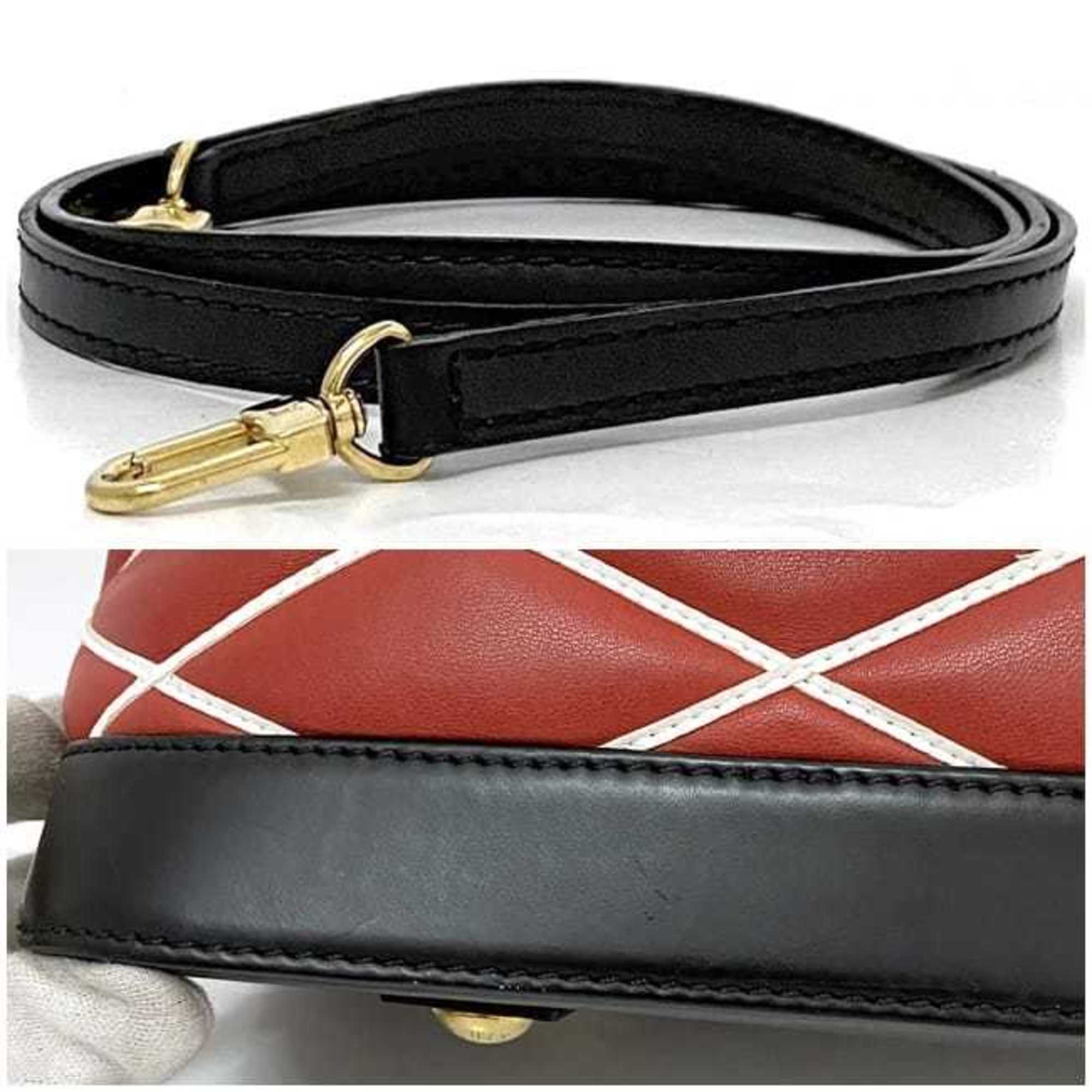 Louis Vuitton Black Red Color Leather Handbag Shoulder Bag