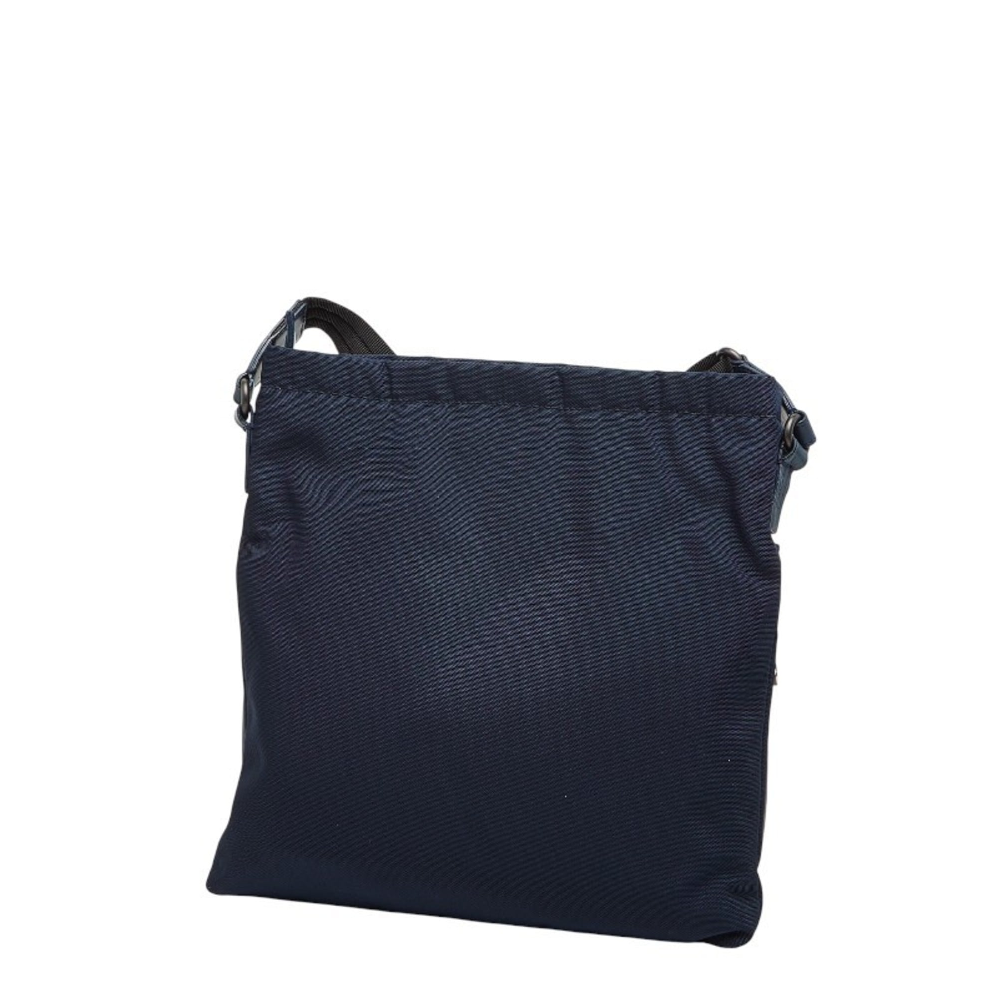 Bottega Veneta Blue Navy Leather Nylon Shoulder Bag