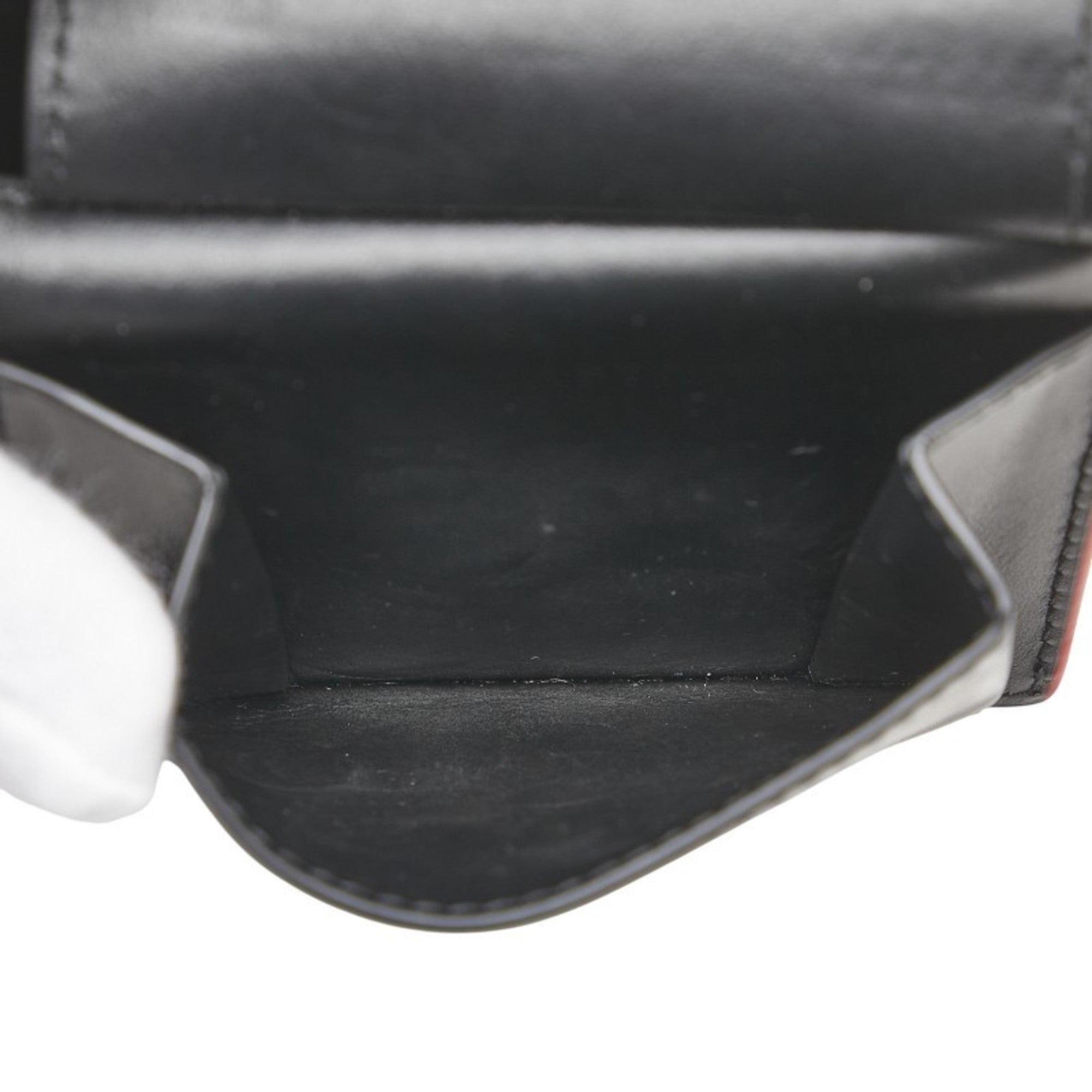Bottega Veneta Black Red Color Leather Wallet (Bi-Fold)