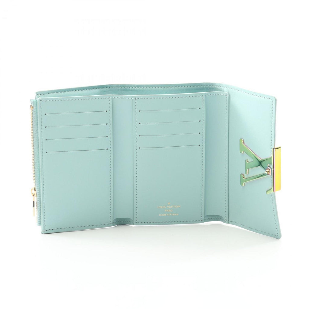 Louis Vuitton Blue Green Leather Wallet (Tri-Fold)