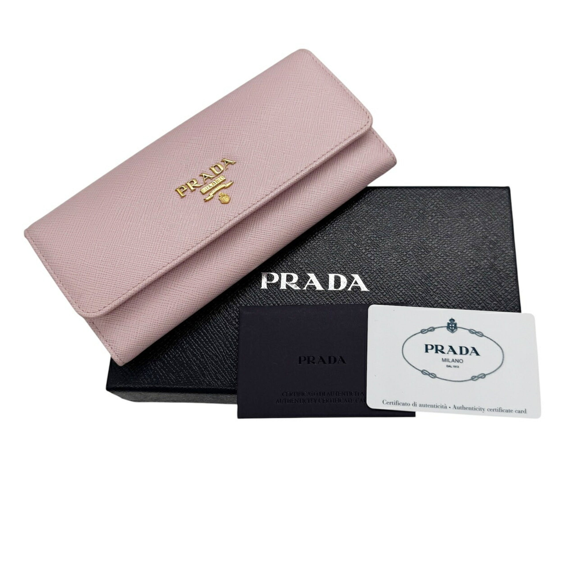 Prada Saffiano Pink Saffiano Long Wallet (Bi-Fold)