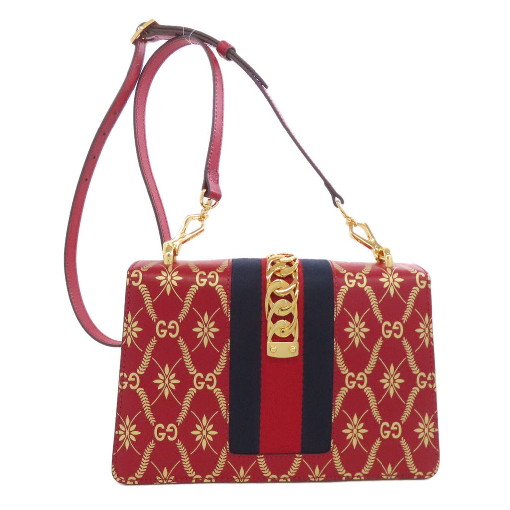 Gucci Red Color Leather Shoulder Bag (Pre-Owned)