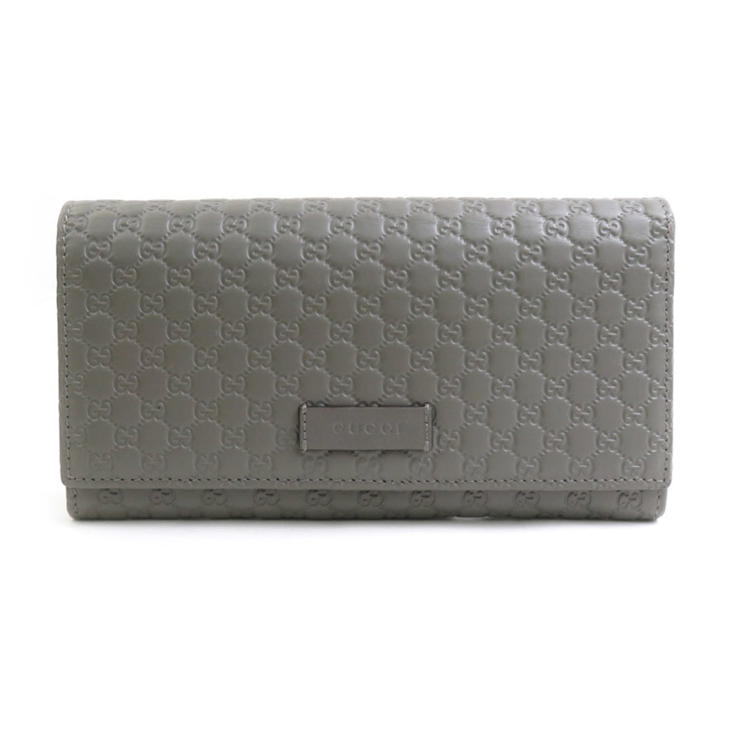 Gucci Gray Leather Long Wallet (Bi-Fold) (Pre-Owned)
