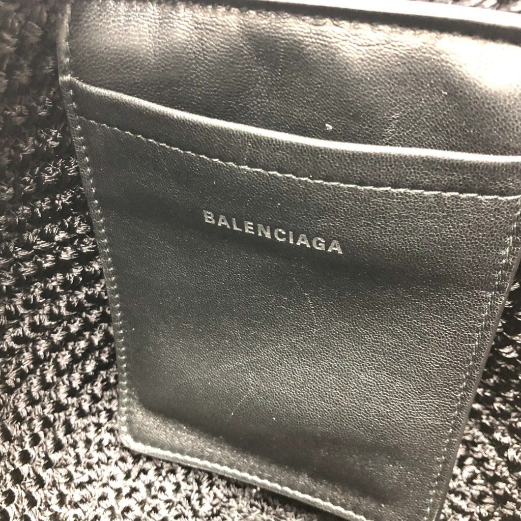 Balenciaga Black Nylon Leather Handbag Tote