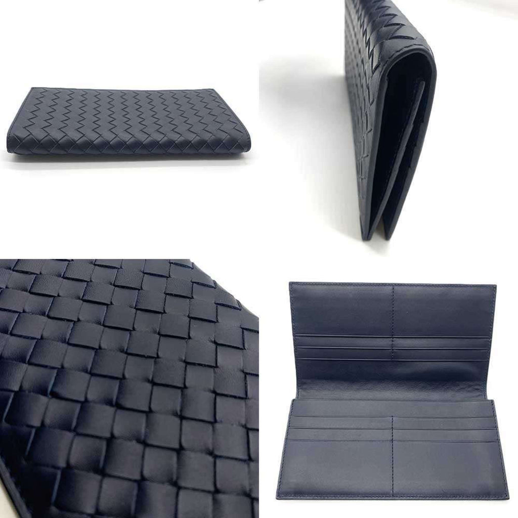 Bottega Veneta Intrecciato Navy Leather Bill Wallet (Bi-Fold)