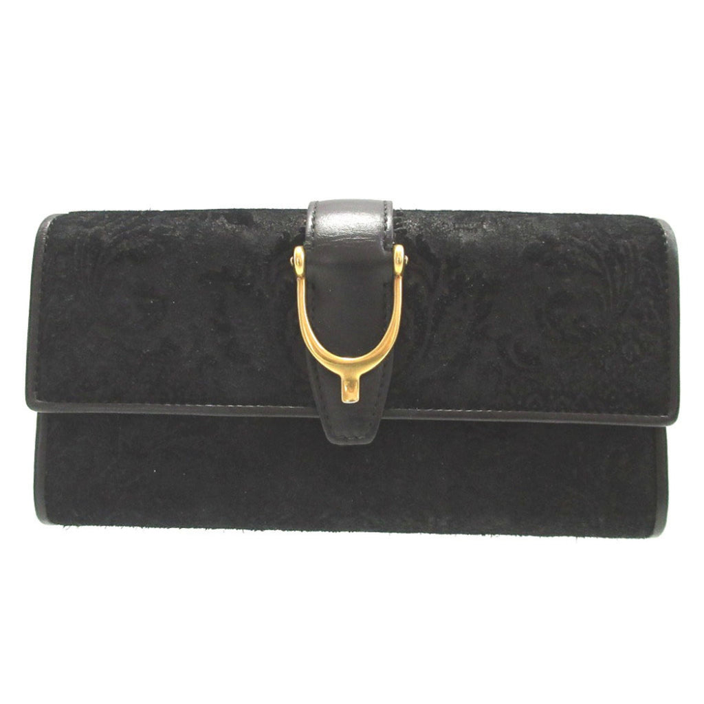Gucci Black Suede Long Wallet (Bi-Fold) (Pre-Owned)
