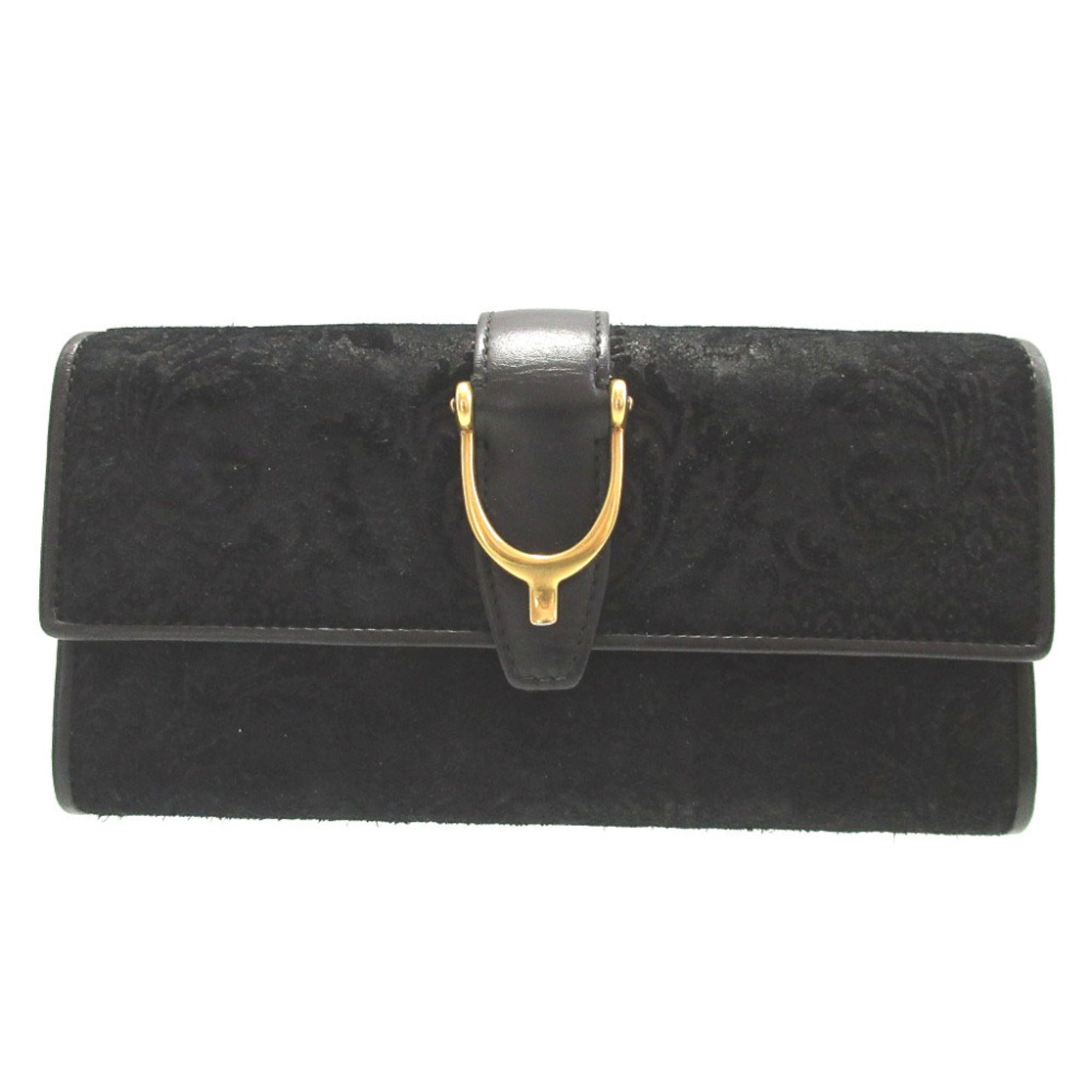 Gucci Black Suede Long Wallet (Bi-Fold) (Pre-Owned)