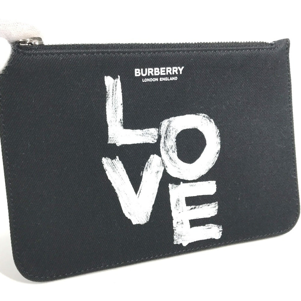 Burberry Black White Canvas Coin Purse/Coin Case