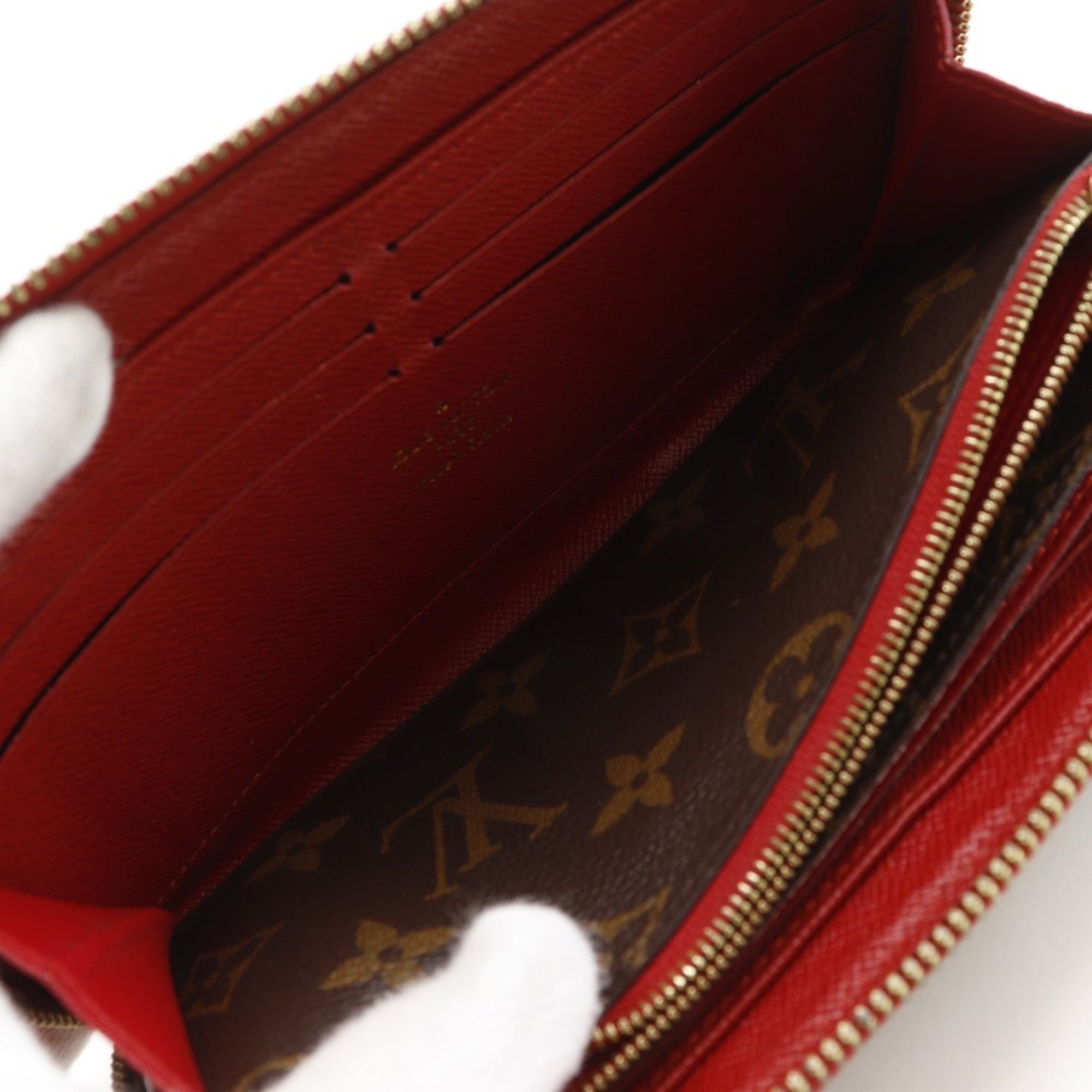 Louis Vuitton Brown Cerise Red Color Monogram Canvas Long Wallet