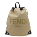 Fendi Beige Black Canvas Leather Backpack