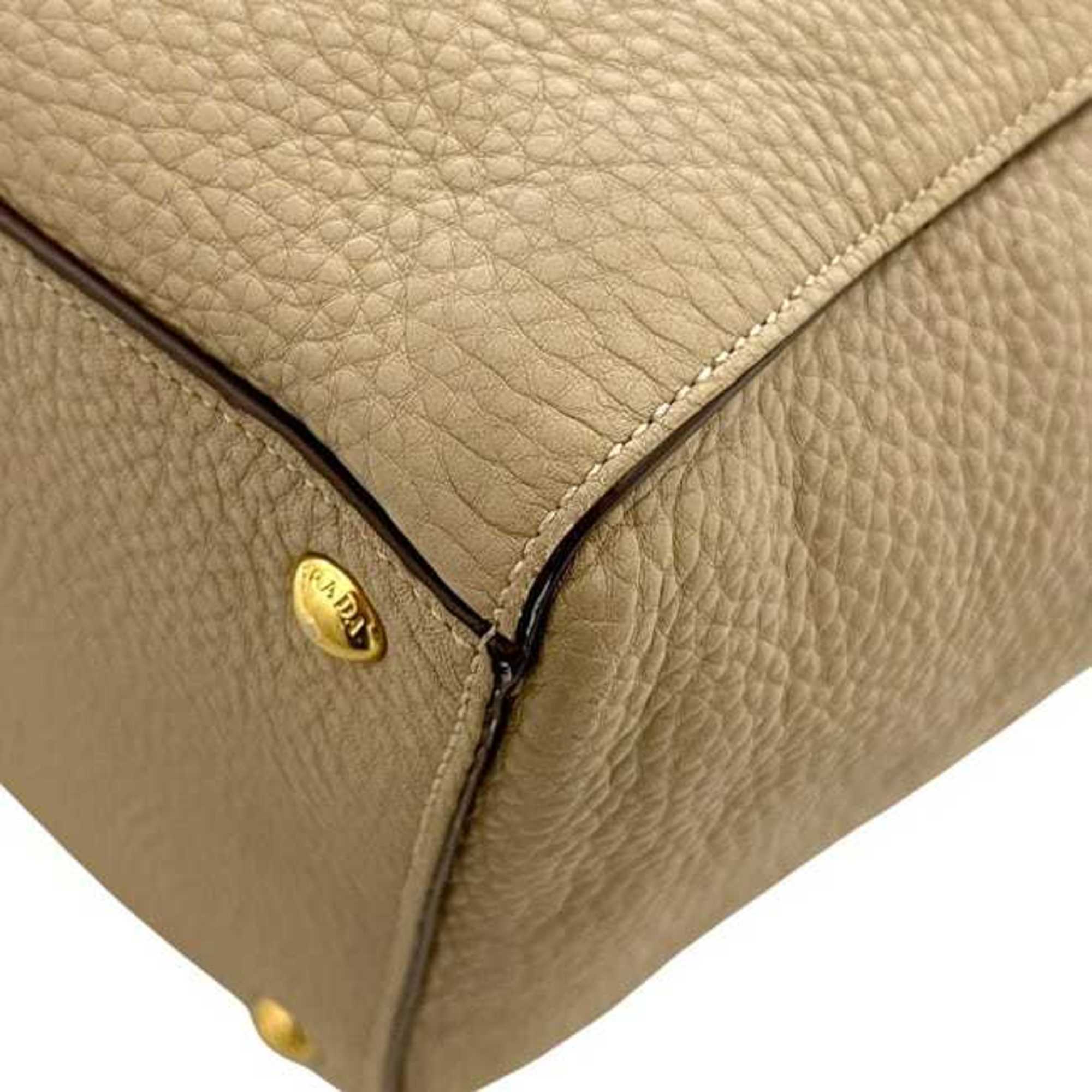 Prada Beige Leather Handbag Shoulder Bag