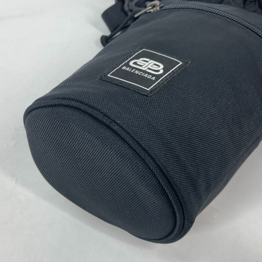 Balenciaga Black White Nylon Leather Pochette Shoulder