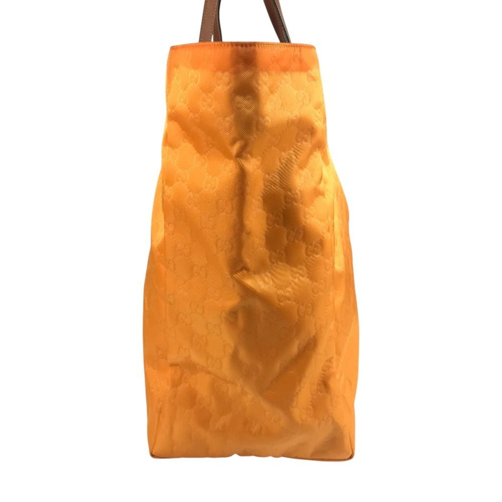 Gucci Orange Nylon Leather Handbag Tote Bag (Pre-Owned)