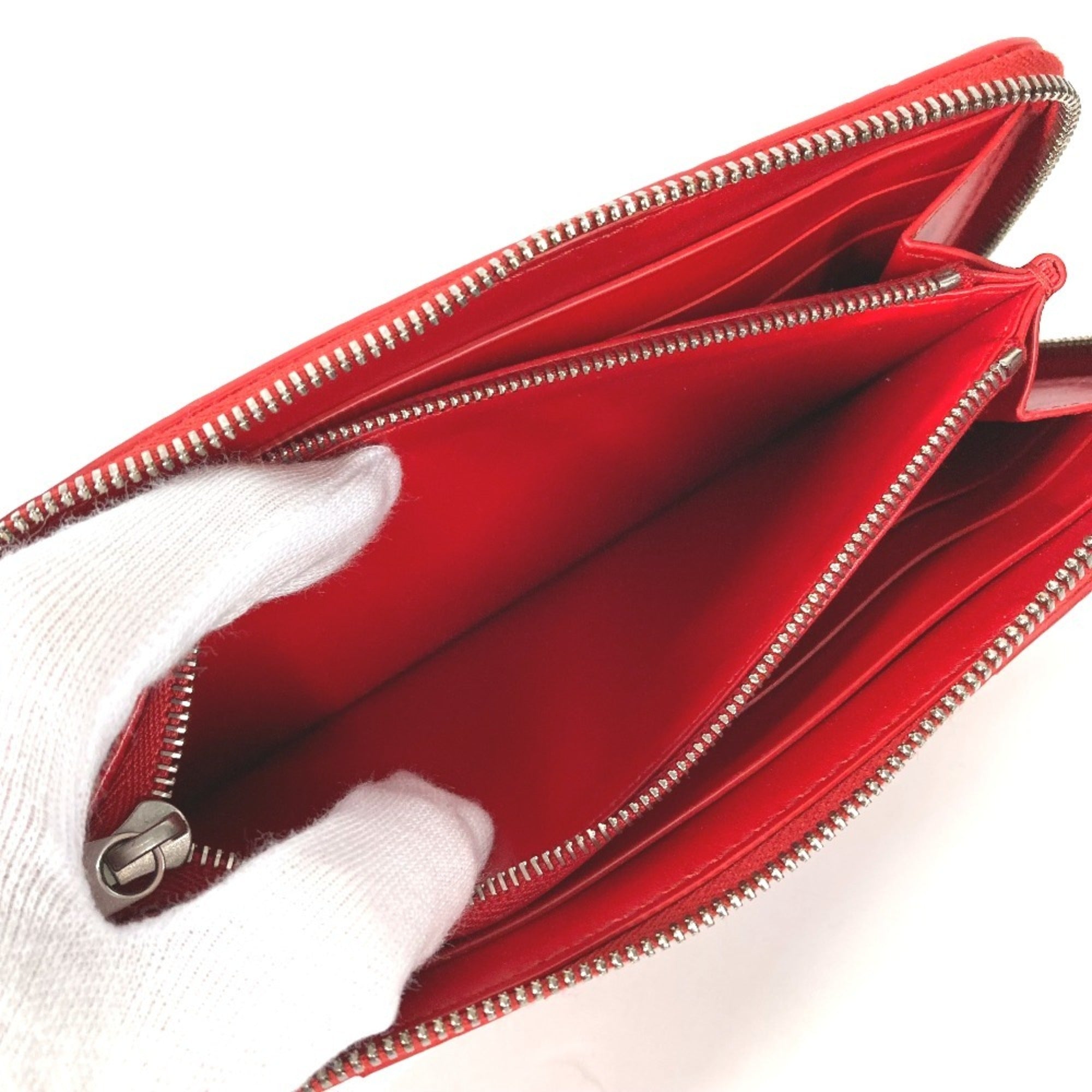 Bottega Veneta Red Color Intrecciato Long Wallet (Bi-Fold)