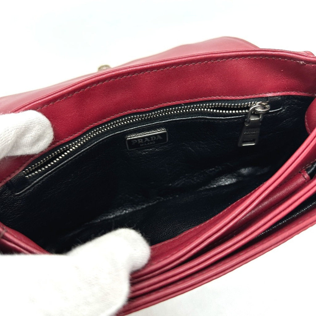 Prada Red Color Leather Shoulder Bag