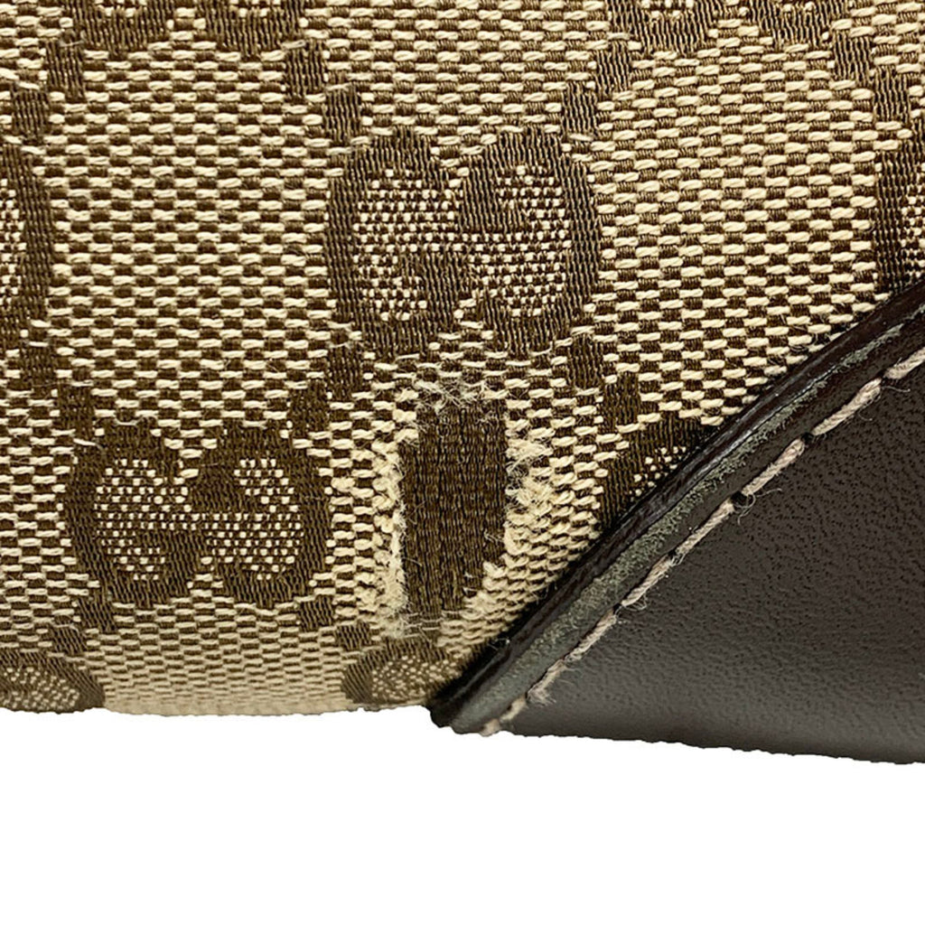 Gucci Gg Canvas Beige Brown Gg Canvas Leather Handbag Tote Bag (Pre-Owned)