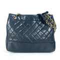 Chanel Black Gold Leather Shoulder Bag Tote Bag