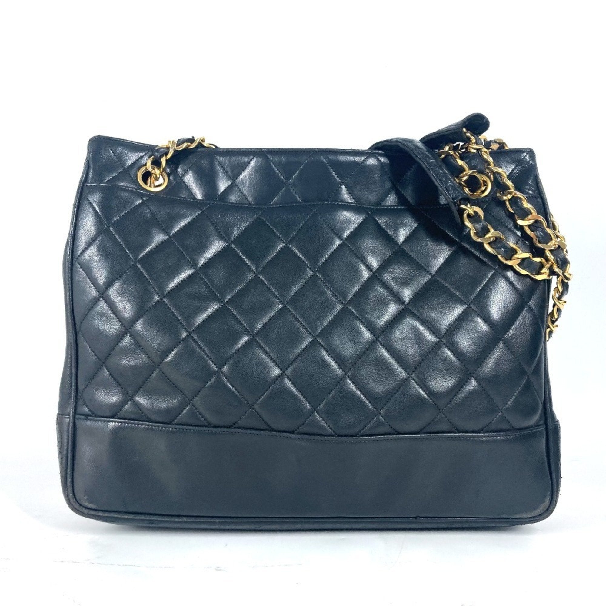 Chanel Black Gold Leather Shoulder Bag Tote Bag