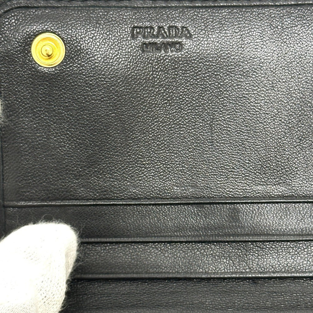 Prada Black Leather Long Wallet (Bi-Fold)