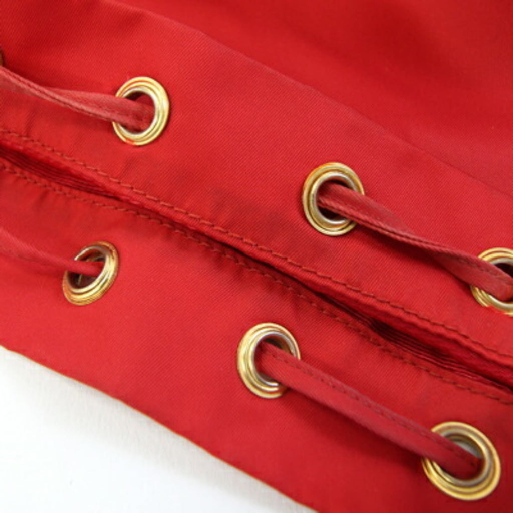 Prada Red Color Nylon Leather Handbag Pouch