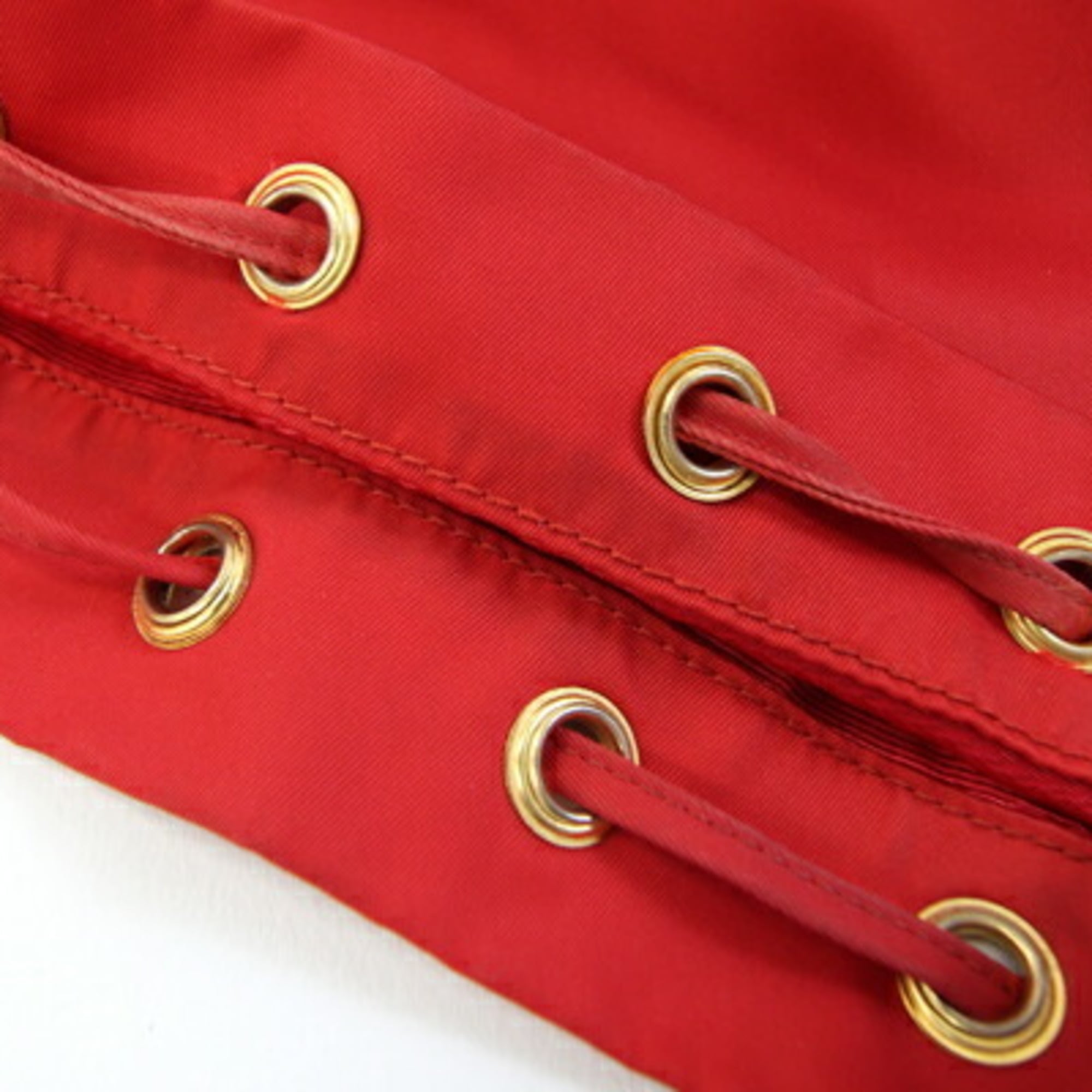 Prada Red Color Nylon Leather Handbag Pouch
