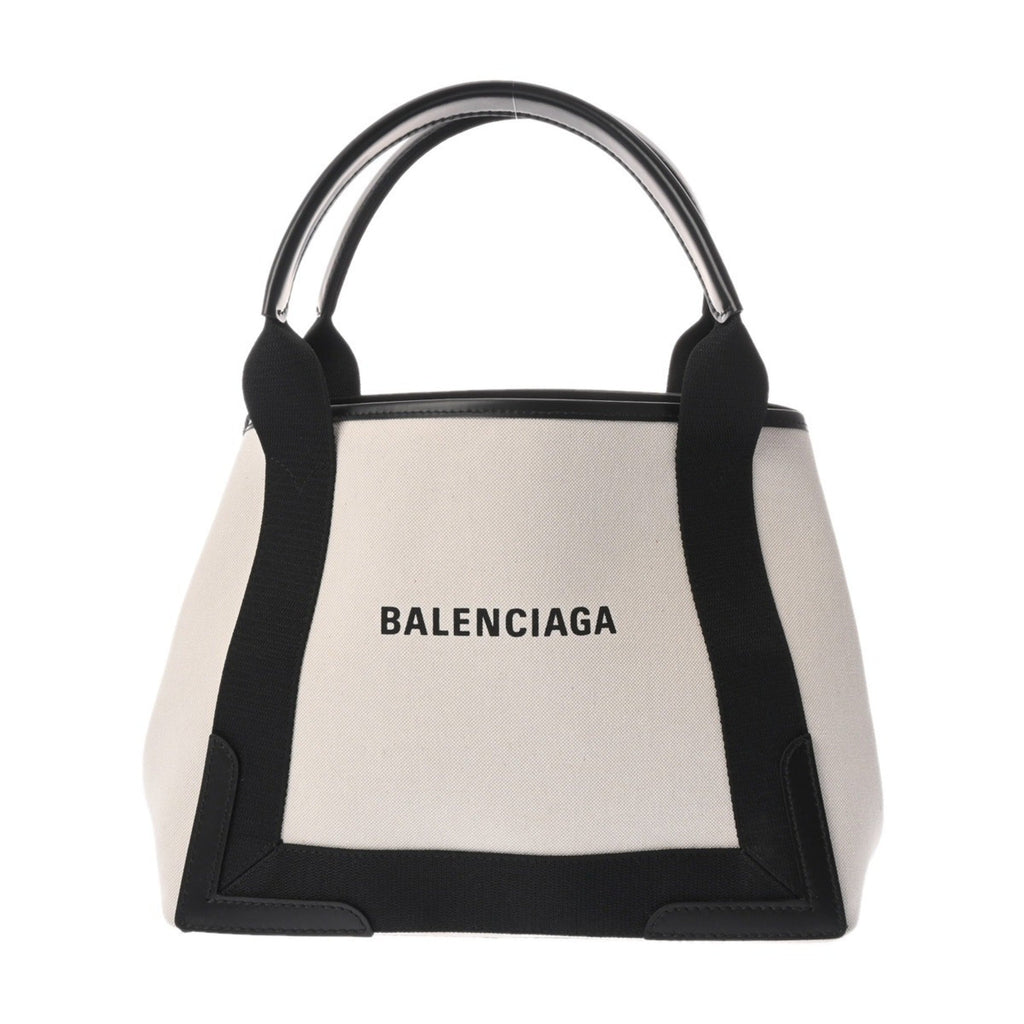 Balenciaga Black White Canvas Leather Hand