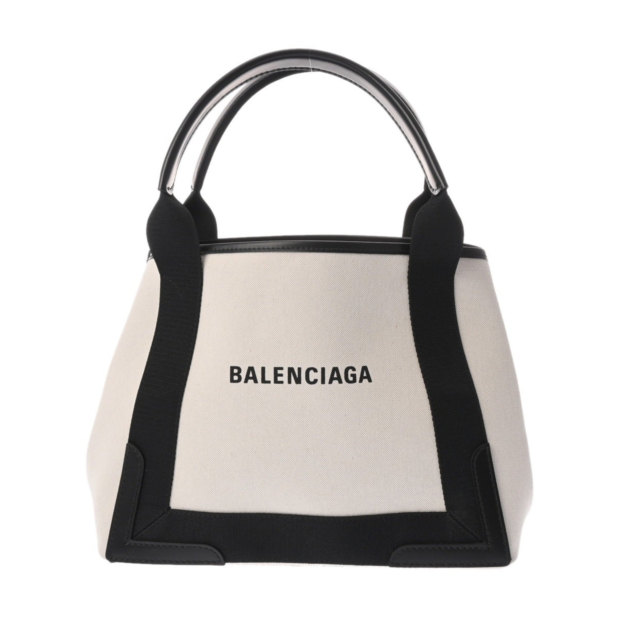 Balenciaga Black White Canvas Leather Hand