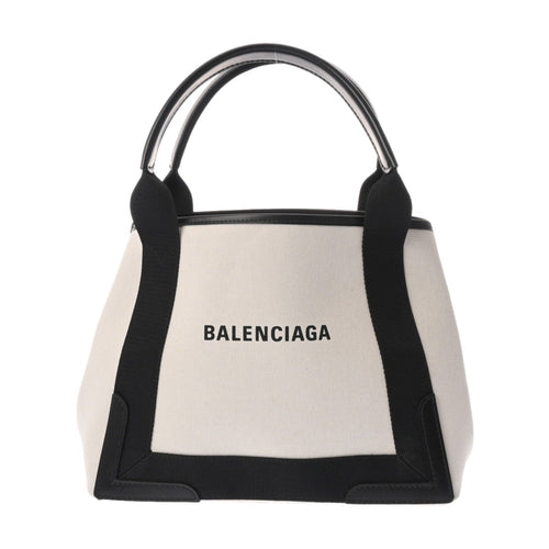 Balenciaga Black White Canvas Leather Hand