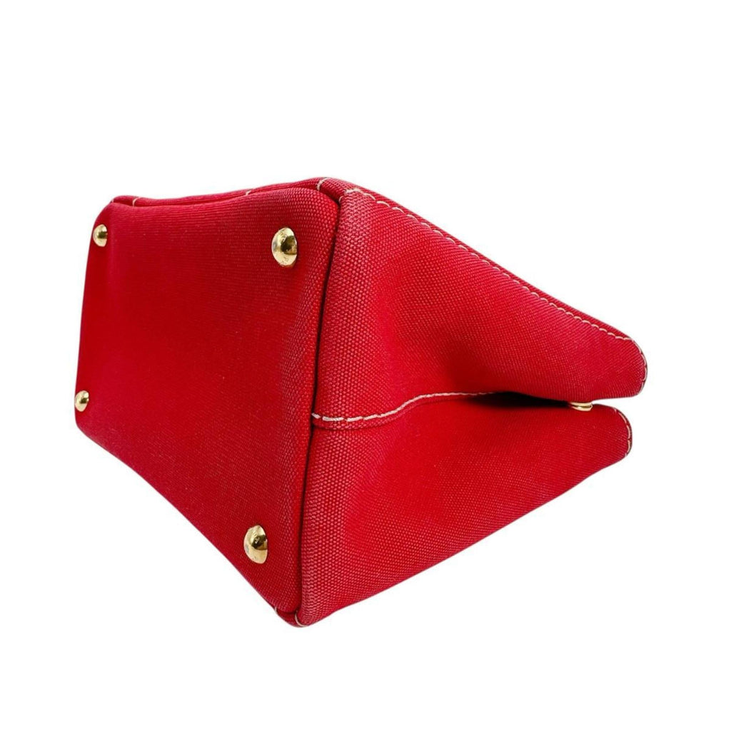 Prada Red Color Canvas Tote Bag