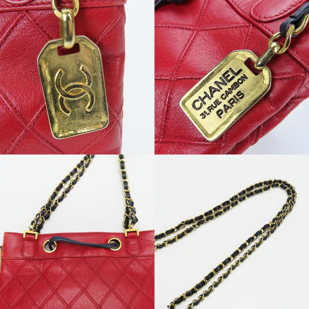 Chanel Bicolor Red Color Leather Shoulder Bag