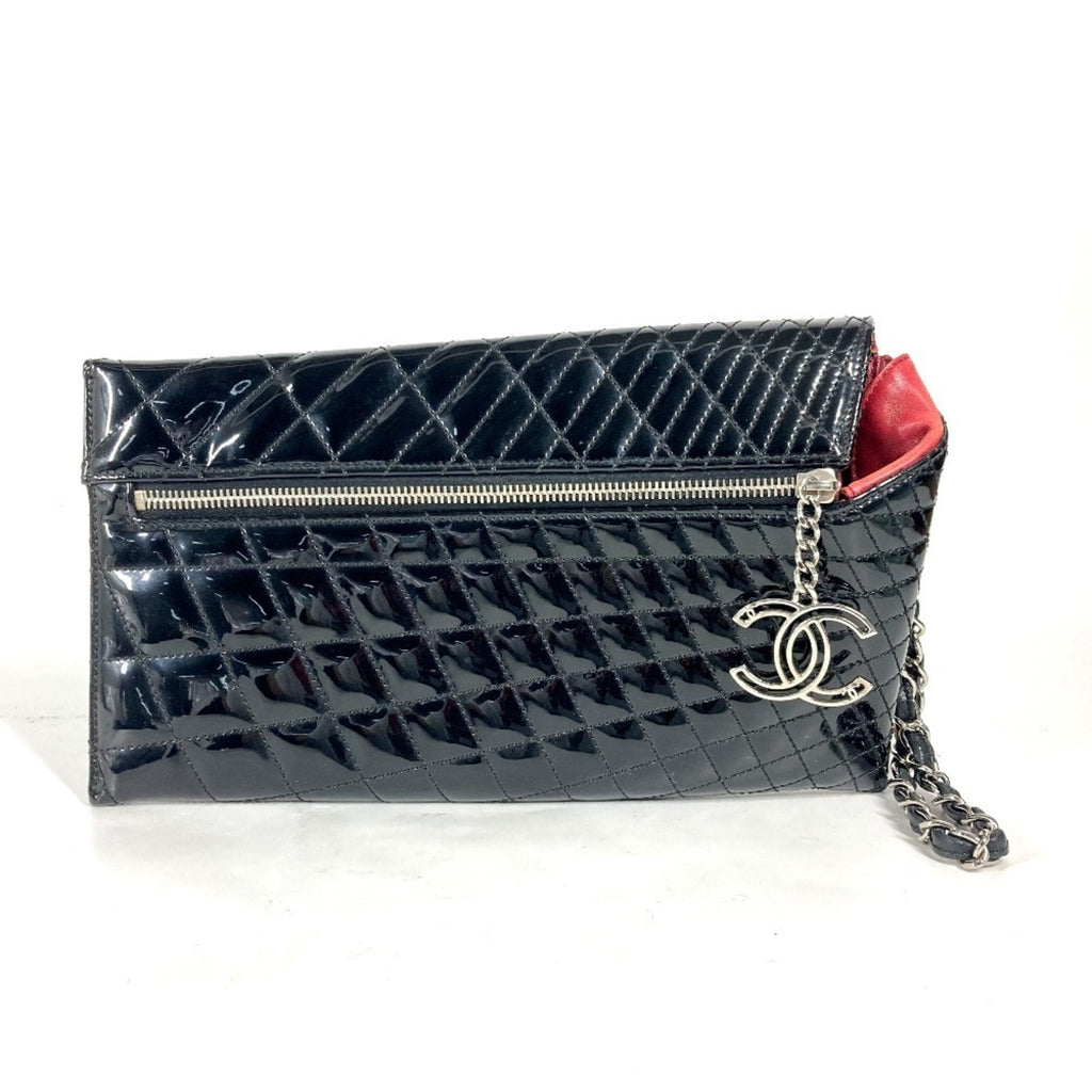 Chanel Black Patent Leather Clutch Bag Pouch