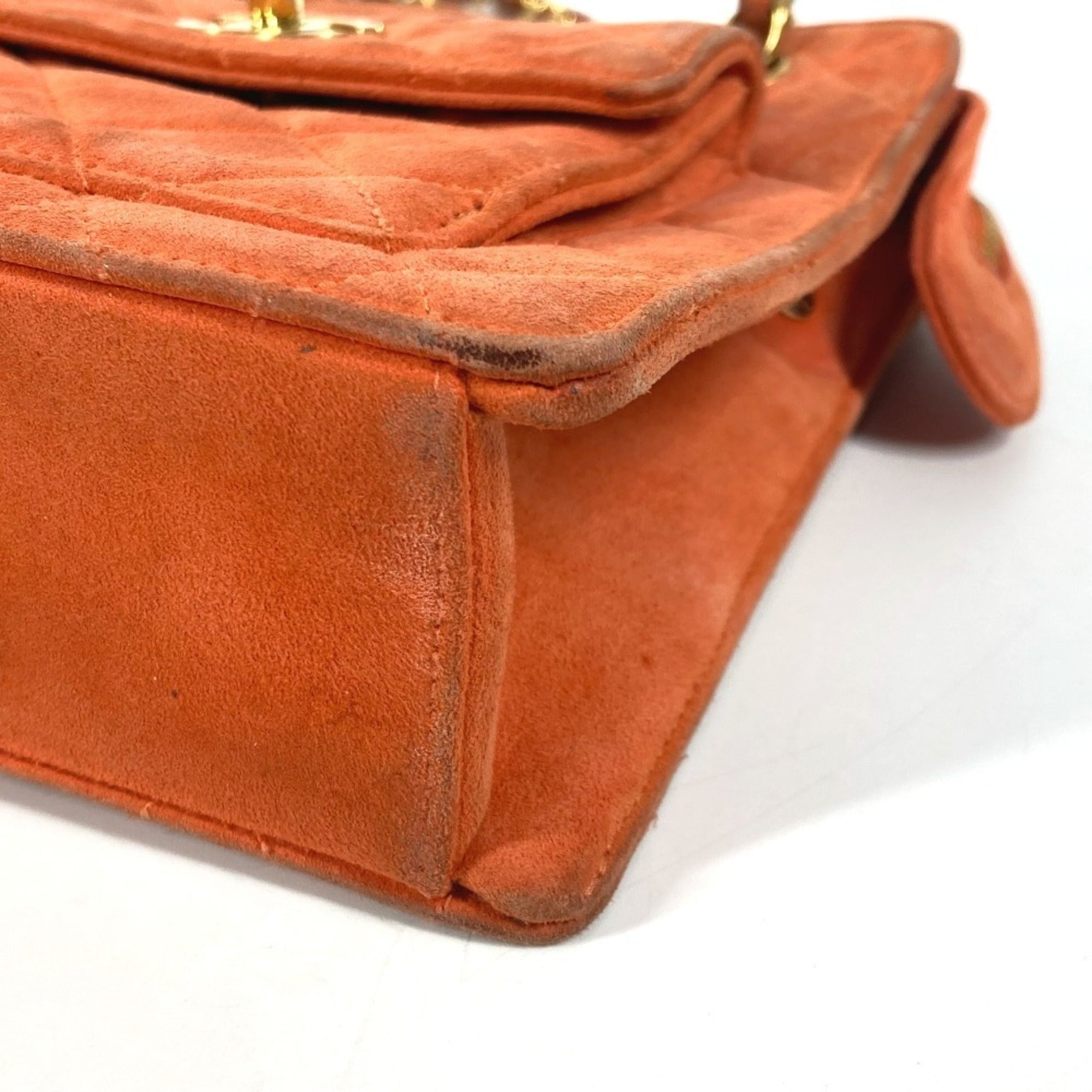 Chanel Orange Suede Handbag Shoulder Bag