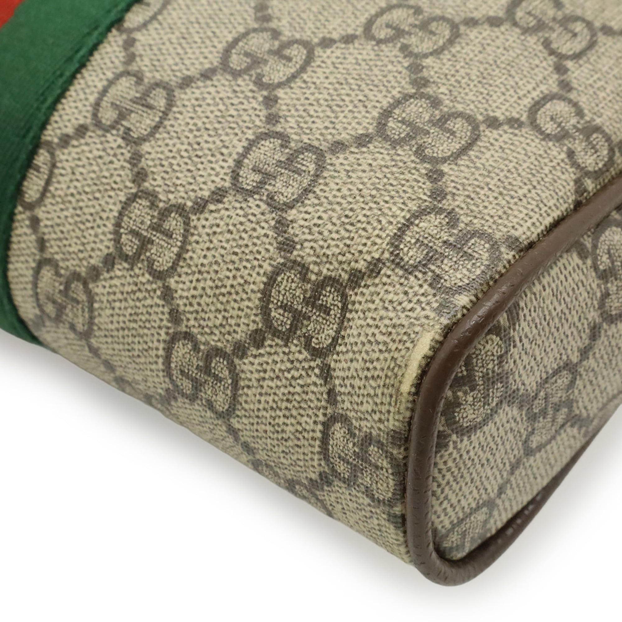 Gucci Beige Brown Green Red Color Yellow Gg Supreme Handbag (Pre-Owned)