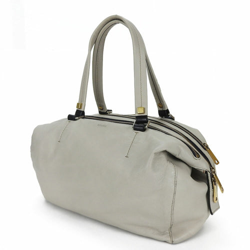 Celine Light Gray Leather Boston Bag Handbag