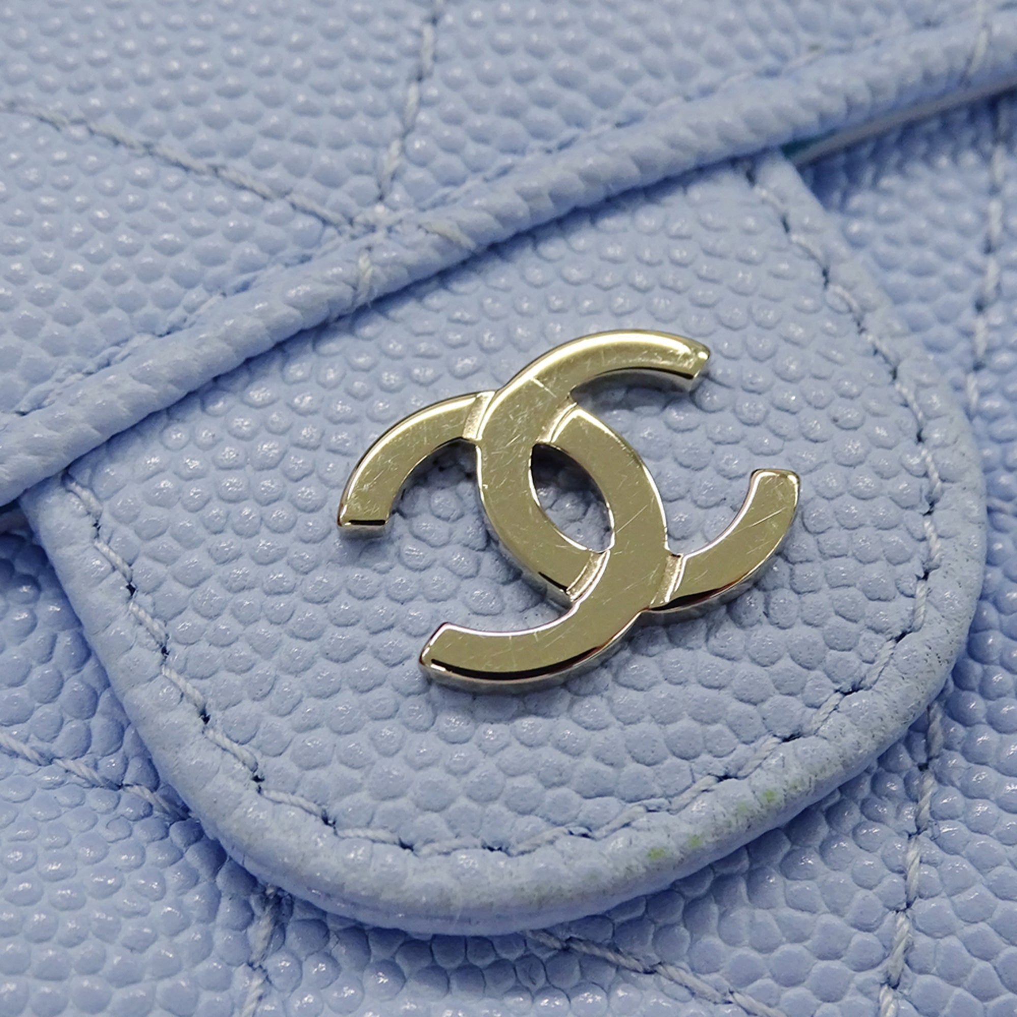 Chanel Light Blue Grained Calfskin Wallet (Tri-Fold)