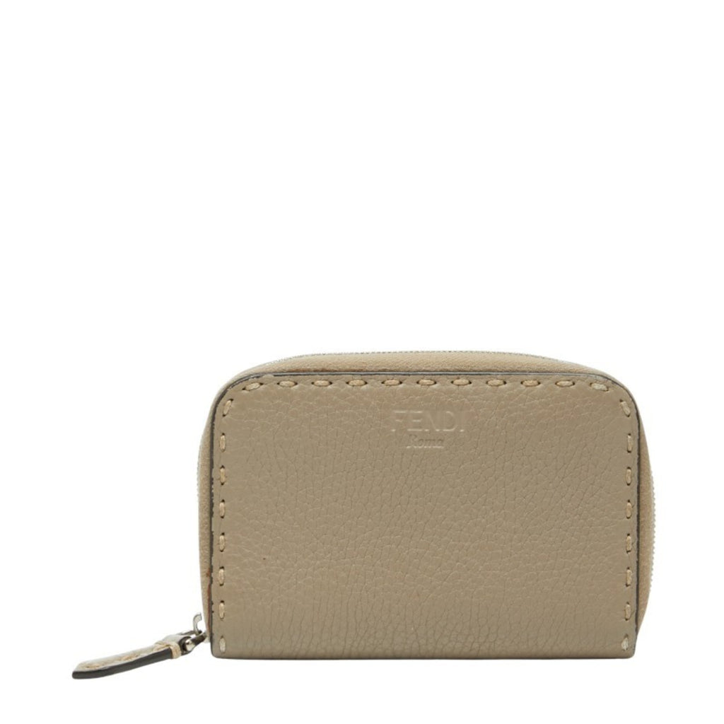 Fendi Grayish Leather Coin Purse/Coin Case