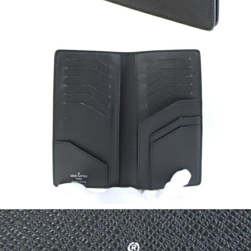 Louis Vuitton Black Noir Taiga Leather Long Bill Wallet