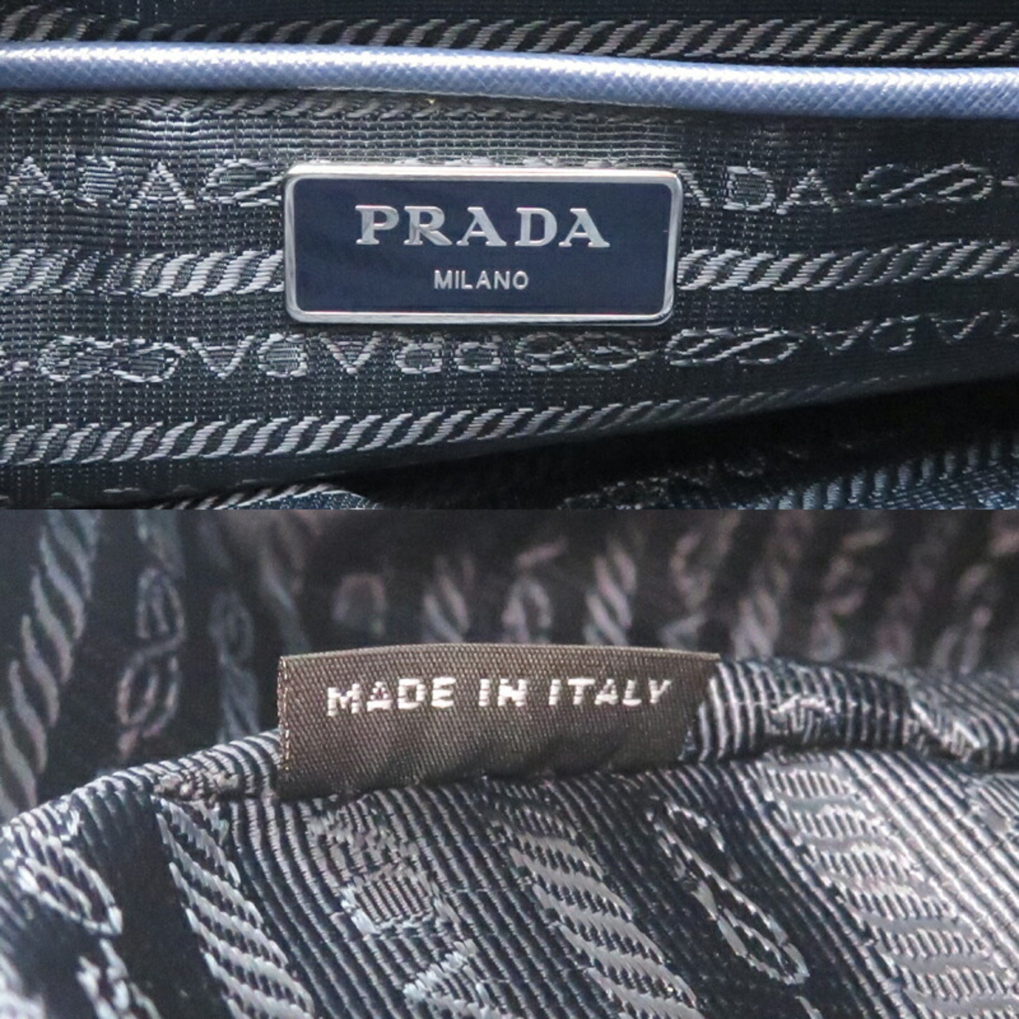 Prada Blue Nylon Leather Tote Bag