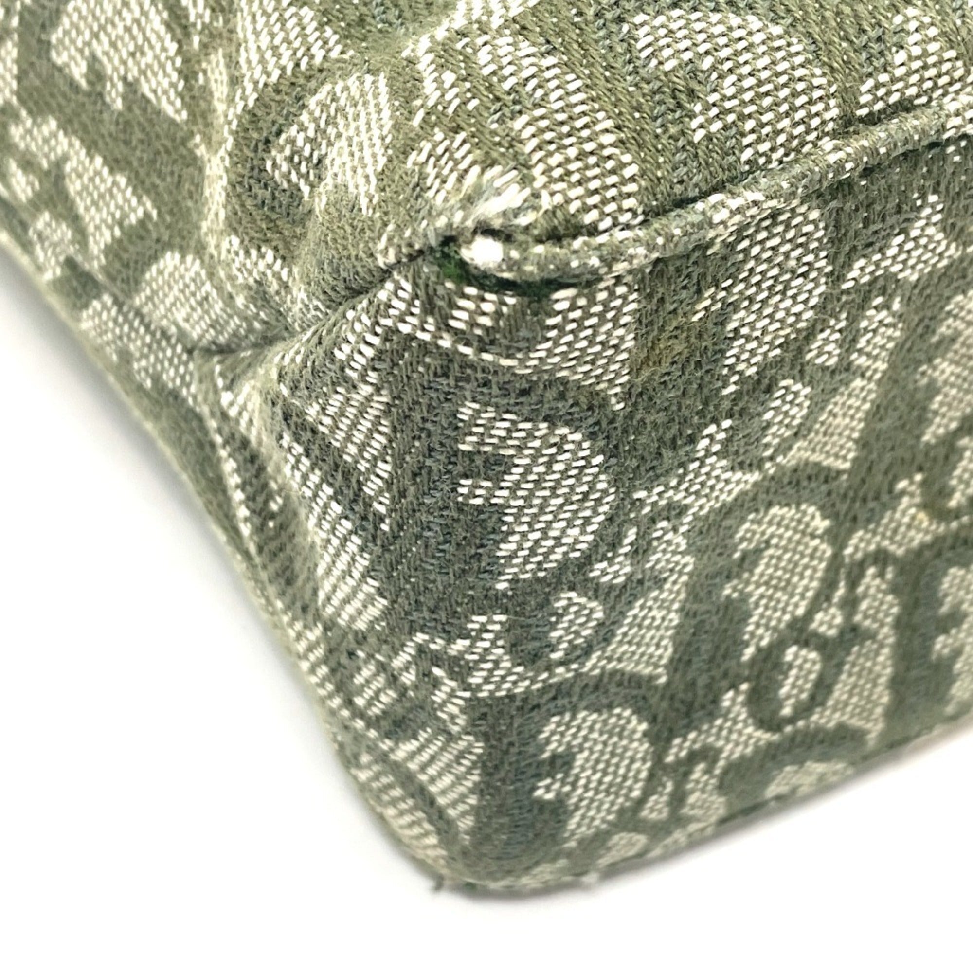 Christian Dior Green Canvas Leather Handbag Tote Bag (Pre-Owned)