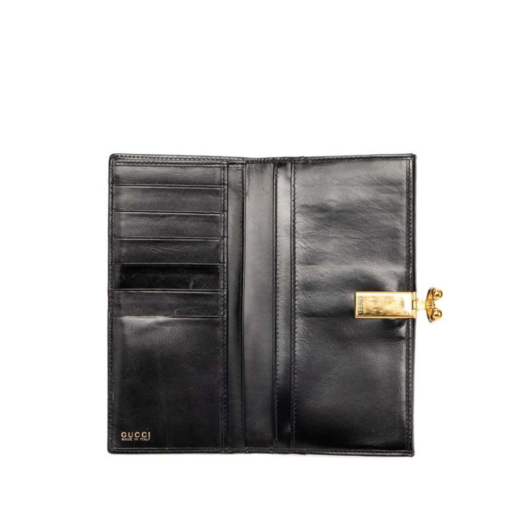 Gucci Black Leather Long Wallet (Bi-Fold) (Pre-Owned)