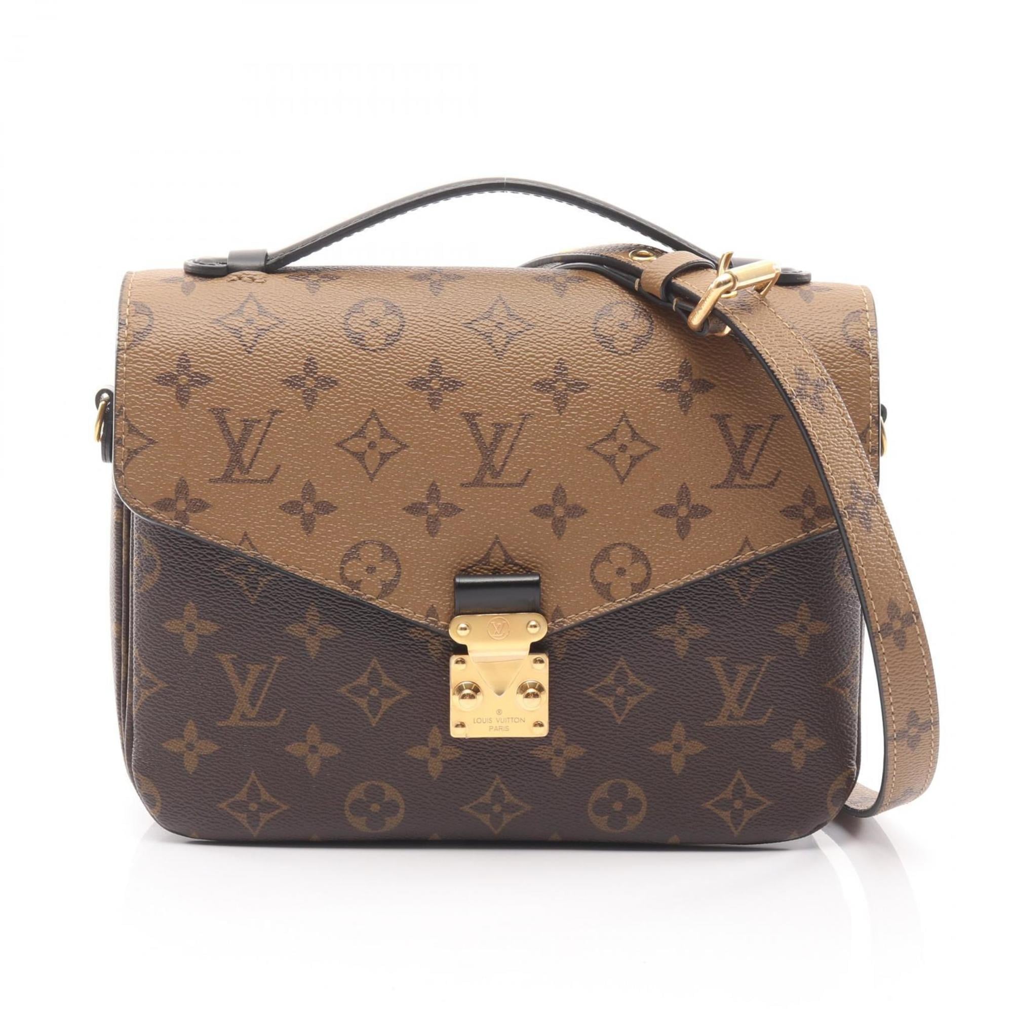 Louis Vuitton Black Brown Coated Canvas Monogram Reverse Pvc Leather Handbag Pochette