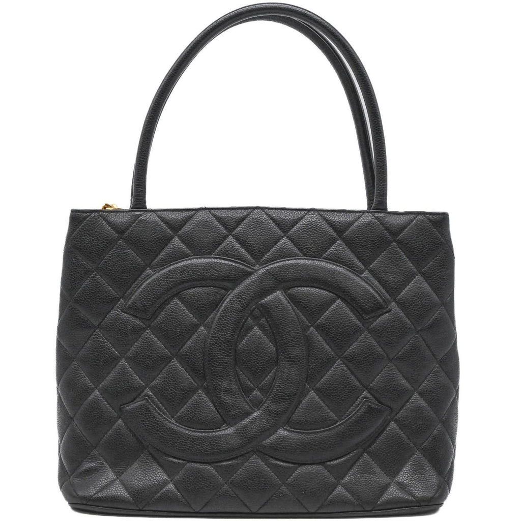 Chanel Black Grained Calfskin Handbag Tote Bag
