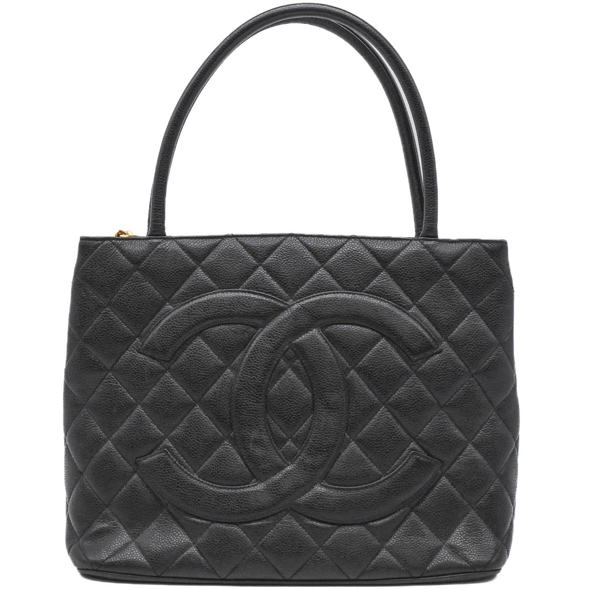 Chanel Black Grained Calfskin Handbag Tote Bag