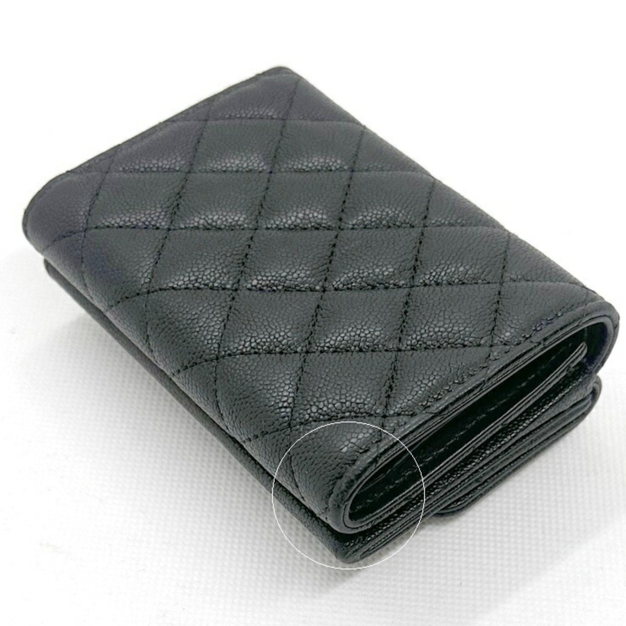 Chanel Black Grained Calfskin Wallet (Tri-Fold)