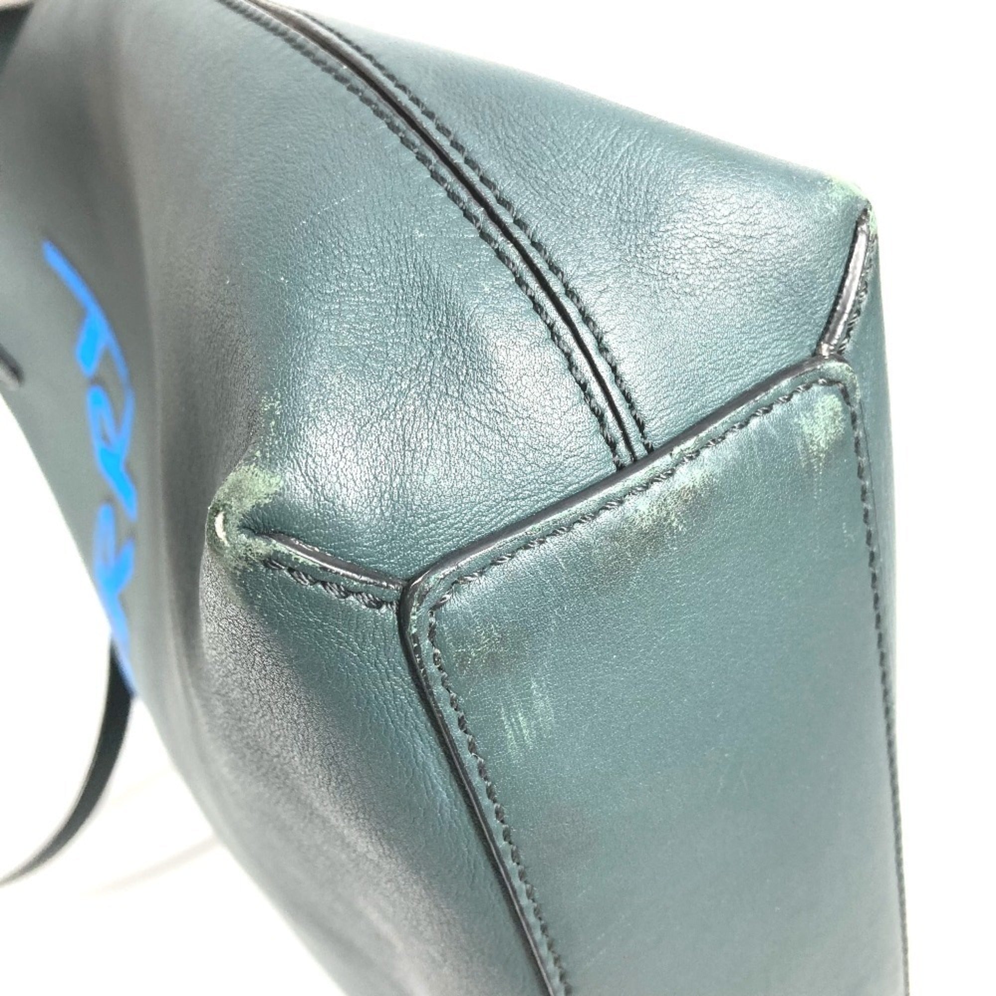 Burberry Blue Khaki Leather Shoulder Bag Tote Bag