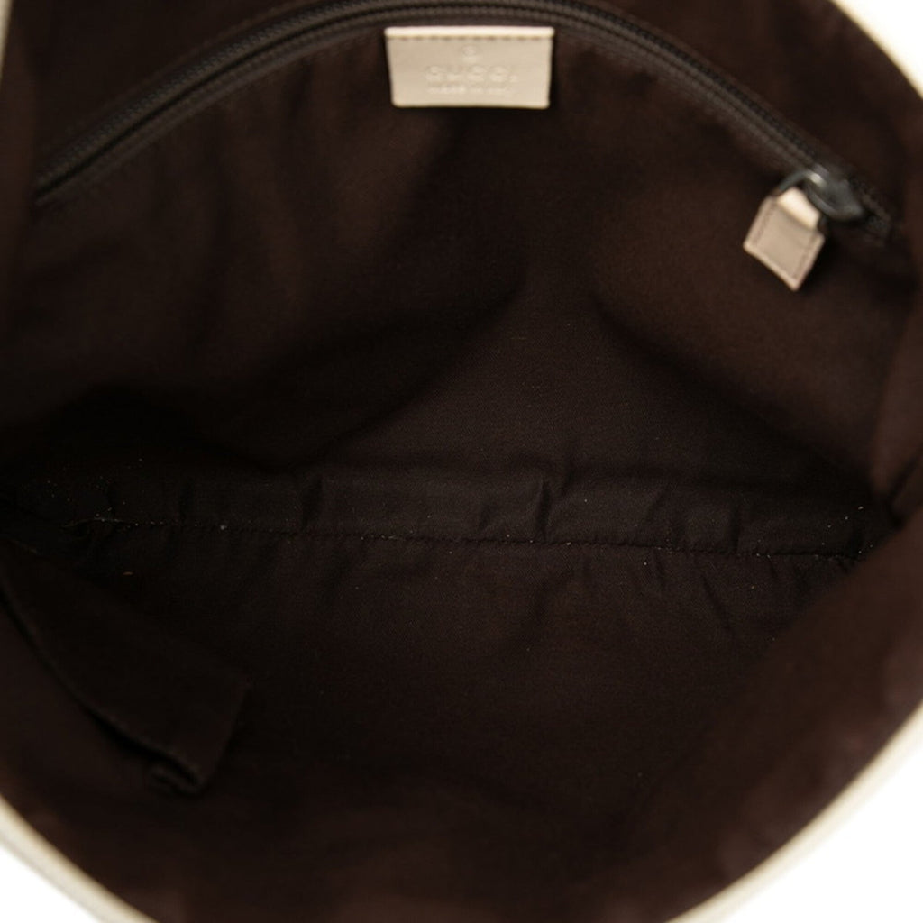 Gucci Beige Ivory Canvas Leather Shoulder Bag (Pre-Owned)